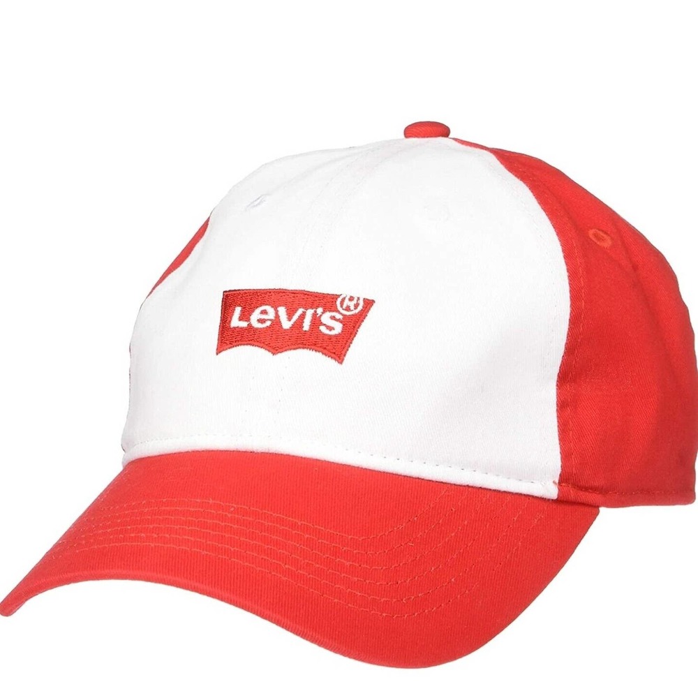 Levi’s Kid's Youth Snapback Baseball Hat Cap Red & White Classic Logo Spellout